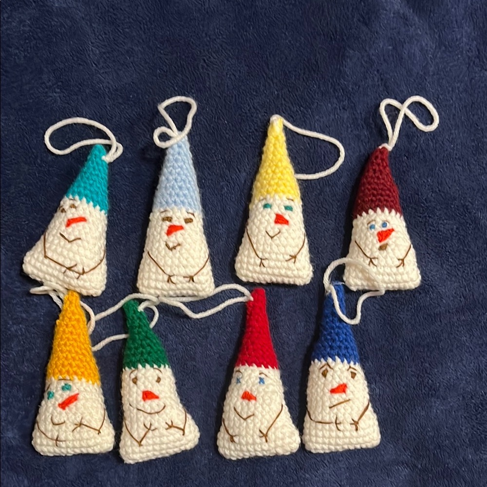 Handmade Crochet Snowmen Ornament Set